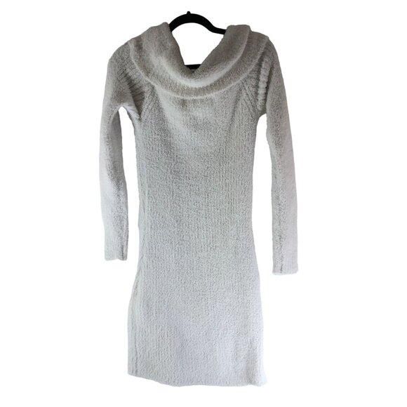 Wild Fable White Fuzzy Long-Sleeve Sweater Dress Cowl Neck Size L - Picture 2 of 5